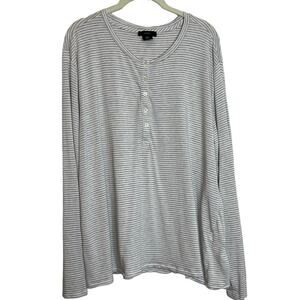 J Crew Womens Henley Top XXL Gray White Stripe Long Sleeve Lyocell Blend